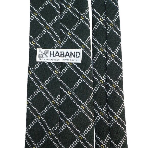 Haband Vintage Windowpane Neck Tie Forest Green / White - Picture 2 of 4